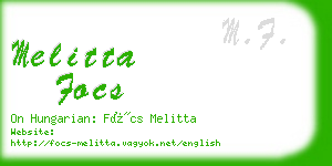 melitta focs business card